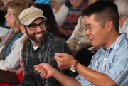 L-R, Pasha Malla and Vincent Lam in the audience.